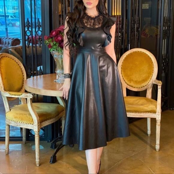Zara faux leather midi dress, S